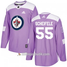 Män Ishockey Winnipeg Jets Tröja Mark Scheifele 55 Adidas 2017-2018 Lila Fights Cancer Practice Authentic